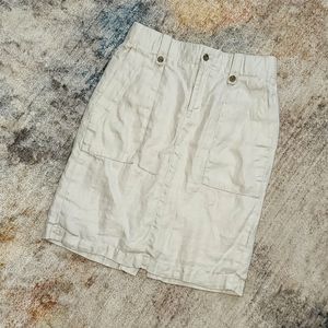 J.Crew Ecru Linen Knee Length Pencil Skirt